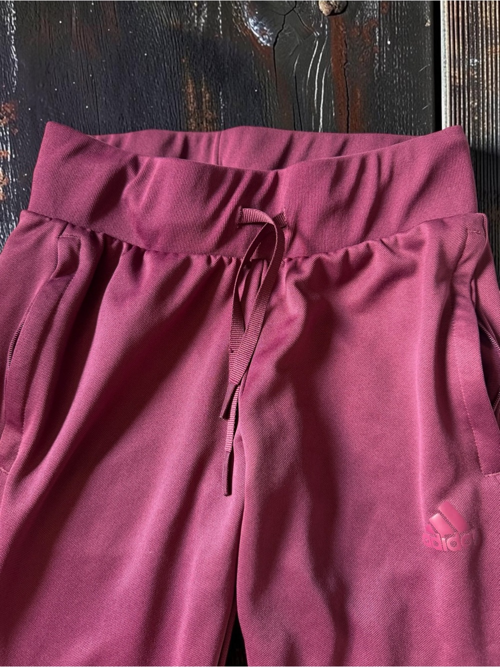 Adidas Track Pants Kids XS Burgundy Striped Hem Athletic Sweatpants - Picture 5 of 12